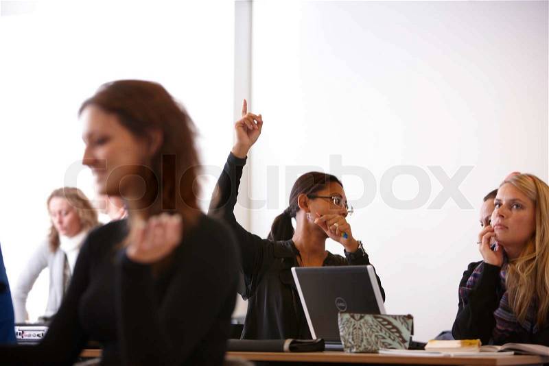 College students in a classroom, stock photo