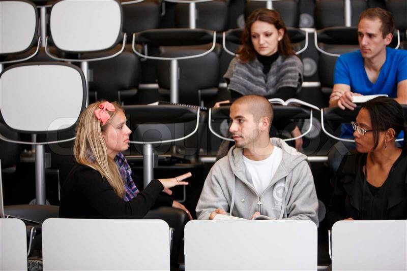 College students in an auditorium, stock photo