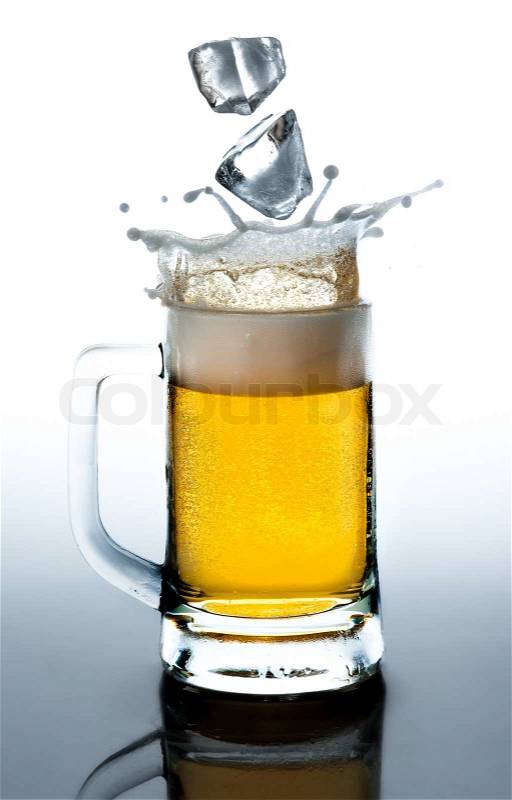 Beer with ice. splash, stock photo