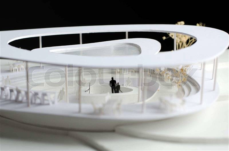 Architectural model of a curve building, stock photo