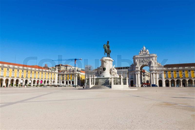 Commerce square (Praca do Comercio) in Lisbon, Portugal, stock photo