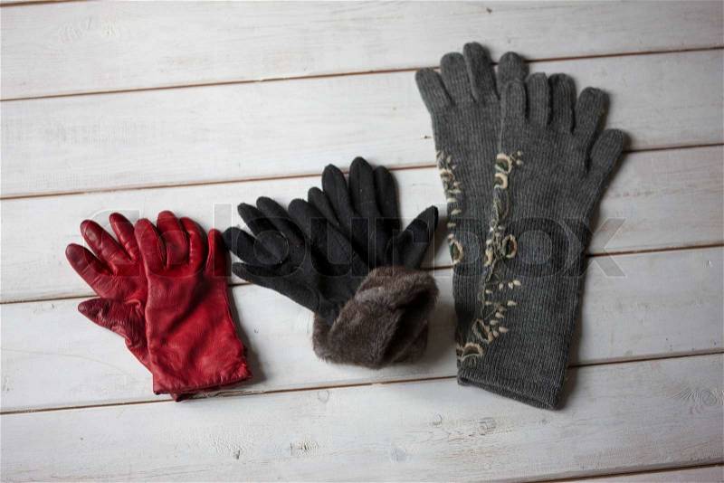 Selection of winter gloves, stock photo