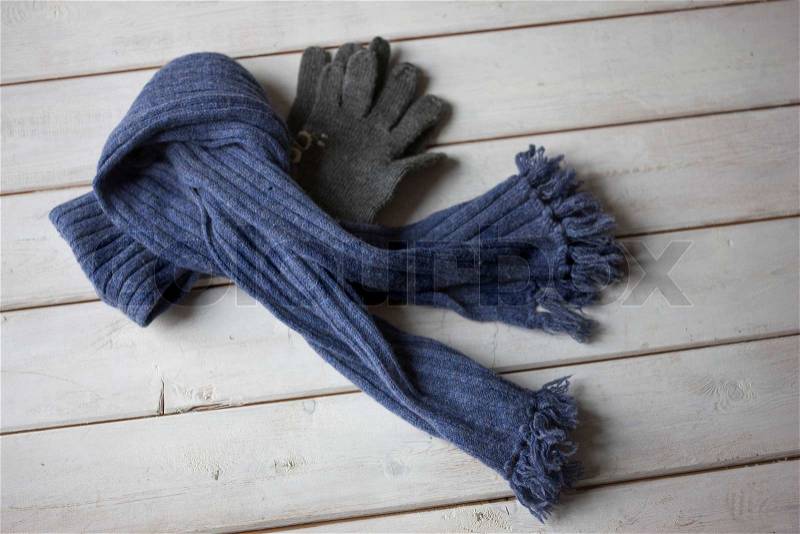 Scarf and winter gloves, stock photo