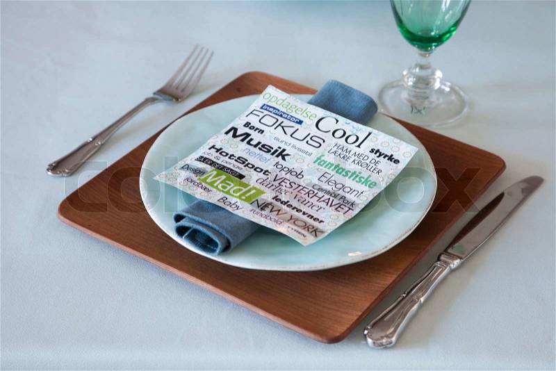 Table setting with table napkin, stock photo