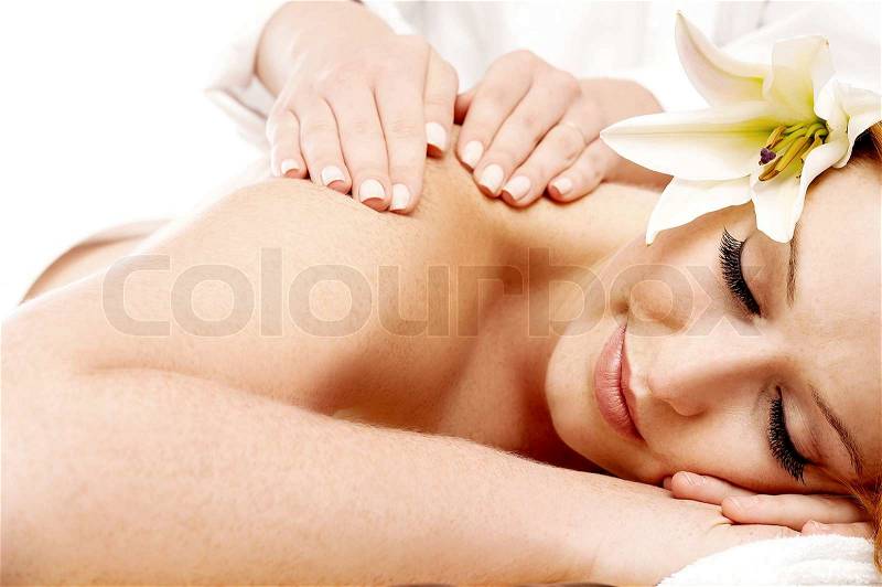 Beautiful attractive woman at natural therapy, stock photo
