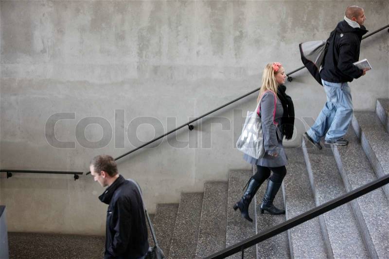 College students on stairs, stock photo