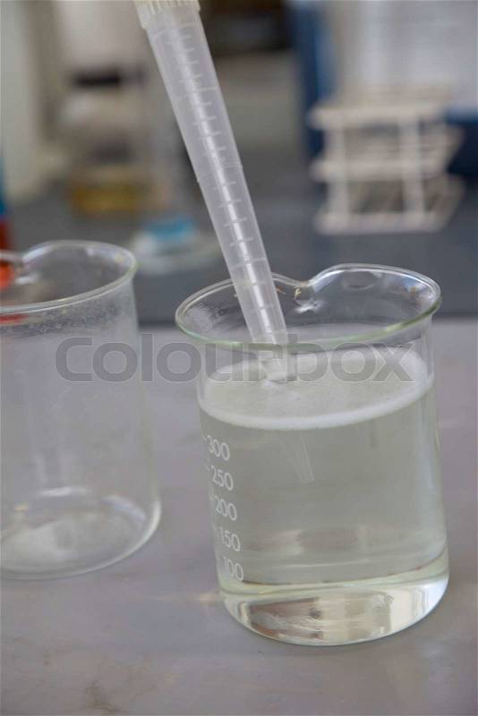 Chemical product in a flask, stock photo
