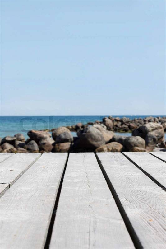 Wooden board walk in the beach, stock photo