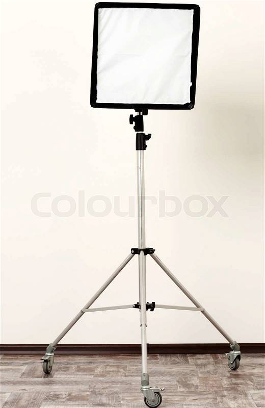 Studio flash with soft-box, stock photo