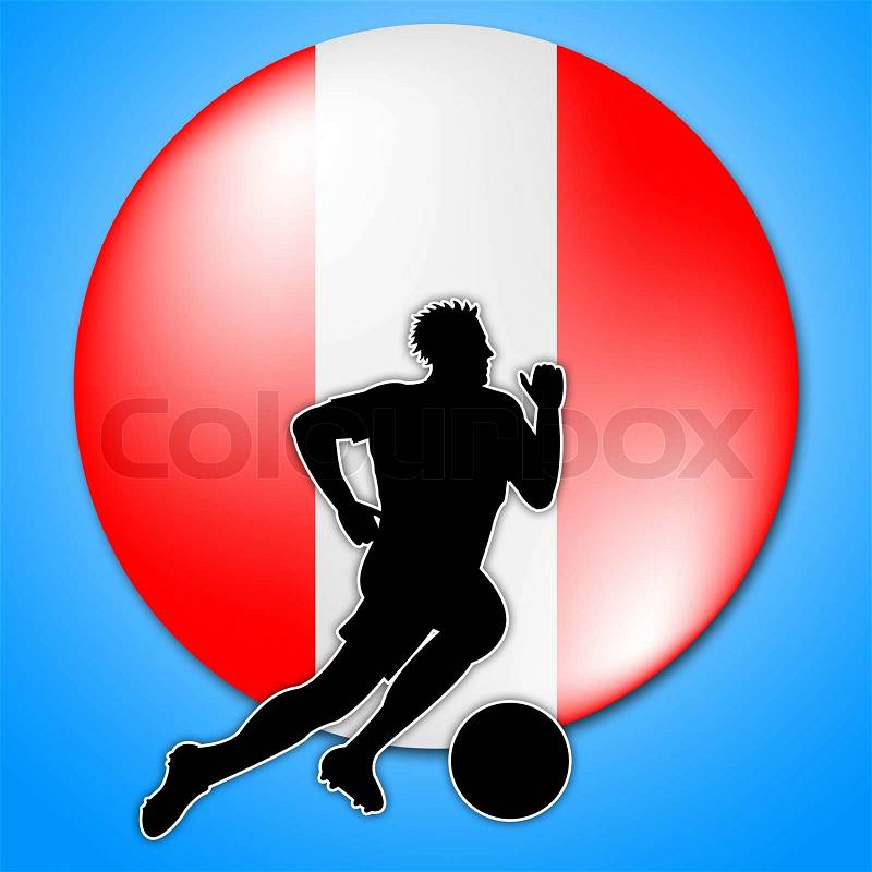 Austrian Soccer Meaning Waving Flag And Scoring, stock photo