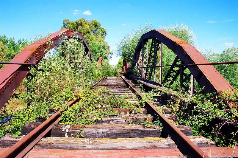 Abandoned Rail track, at south of Portugal, stock photo