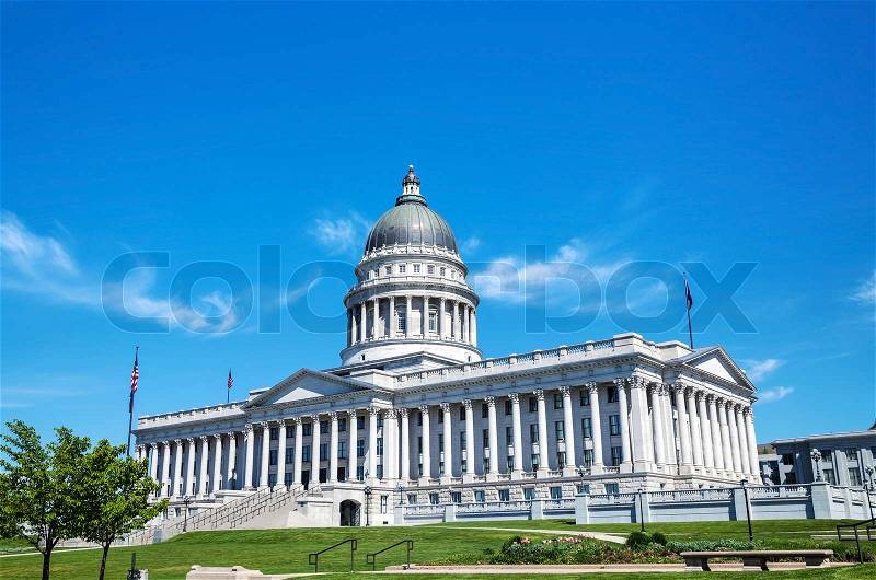 Utah state capitol building in Salt Lake City on a sunny day, stock photo