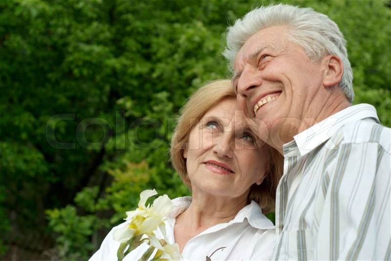 Happy couple went for a walk on the nature, stock photo