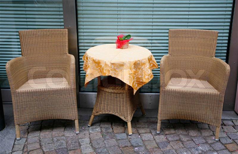 Table for two - Cafe - Chiusa Italy, stock photo