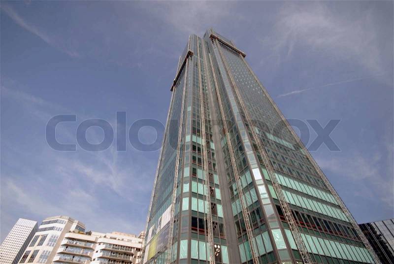 Energy-saving and new low-energy windows in corporate building in Paris, stock photo