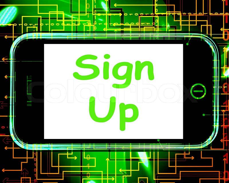 Sign Up On Phone Showing Join Membership Register, stock photo