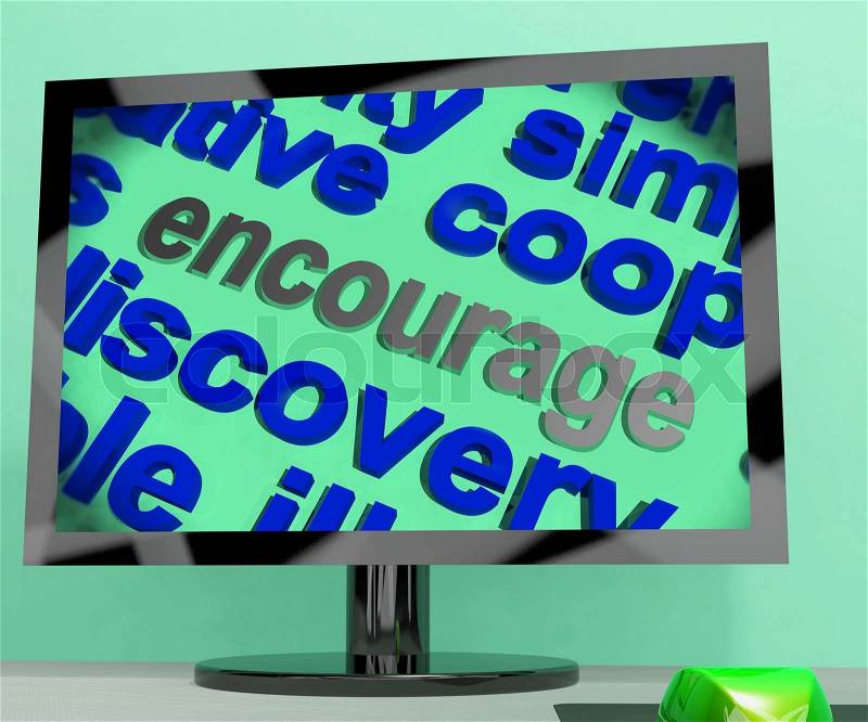 Encourage Word Screen Meaning Motivation Inspiration And Support, stock photo