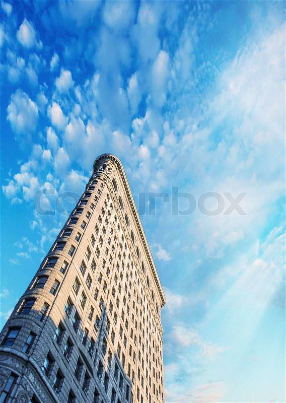 NEW YORK, NY, USA - JUNE 15, 2013: Flat Iron building, built in 1902 is of the first skyscrapers ever built in New York City, United States, stock photo