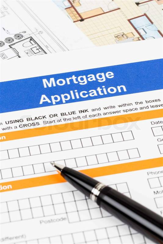 Mortgage application with pen, stock photo