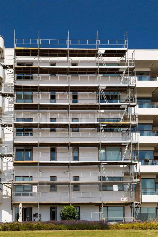 Modern apartment building on a sunny summer day in Hellerup, a suburb of Copenhagen, Denmark, stock photo