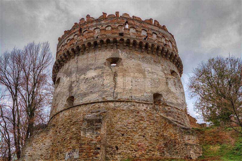 The old-time castle XVI ages. Ostrog. Ukraine Tower of the castle if Ostrog, Ukraine, stock photo