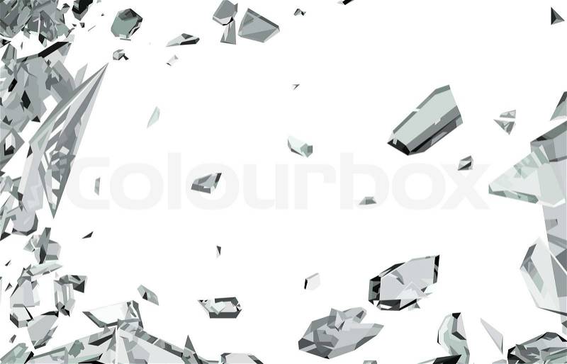 Smashed and shattered glass isolated on white. Large resolution, stock photo