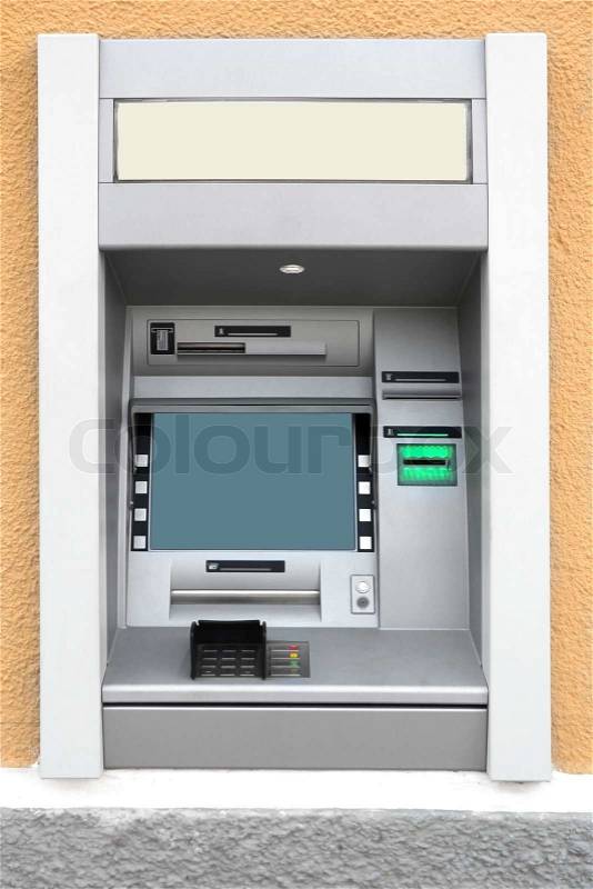 Automatic Teller Machine with Blank Screen in the wall, stock photo
