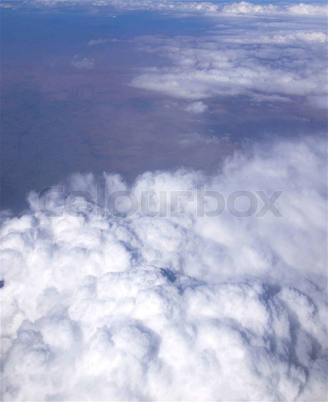 Aerial sky and clouds background, stock photo