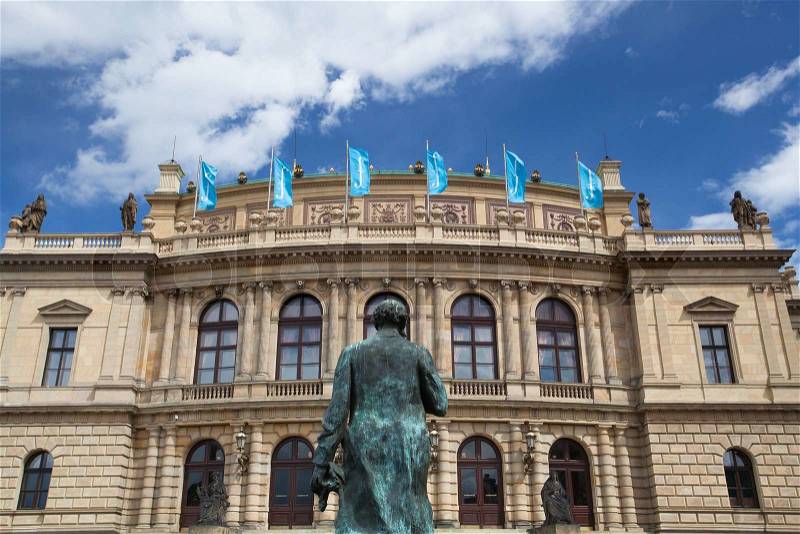 PRAGUE-MAY 12,2014: Prague Spring International Music Festival, Rudolfinum Prague, music auditorium and gallery, stock photo