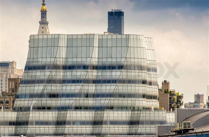 NEW YORK CITY-JUN 11: Architect Frank Gehry\'s innovative white glass building in New York City on June 11, 2013. His next big project now in the news is the Eisenhower Memorial in Washington DC, stock photo