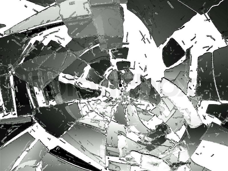 Destructed and cracked glass on white. Large resolution, stock photo