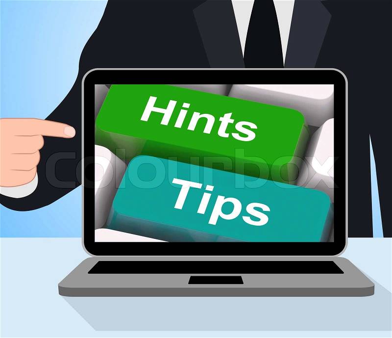 Hints Tips Computer Meaning Guidance And Advice, stock photo