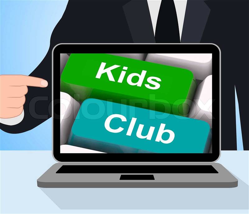 Kids Club Computer Meaning Childrens Playing And Entertainment, stock photo