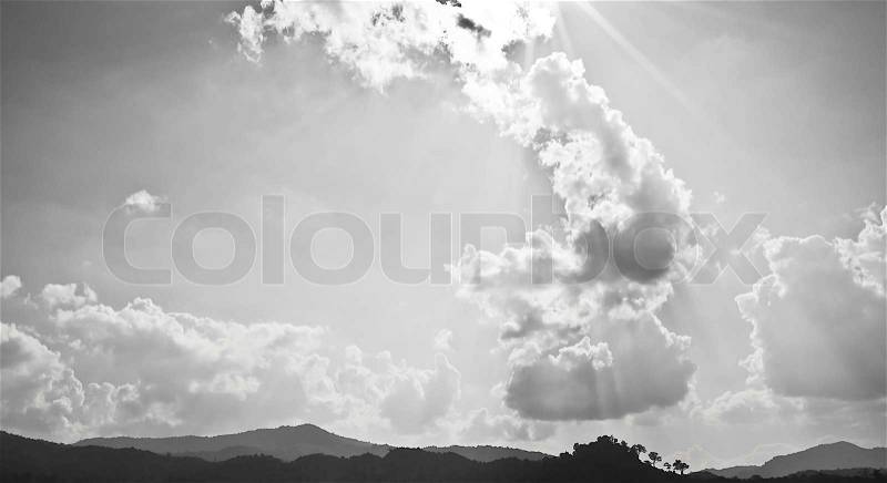 The Cloudy Sky in Black and White, stock photo