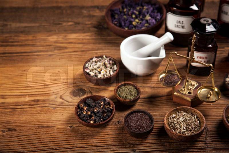 The ancient natural medicine, herbs and medicines, stock photo