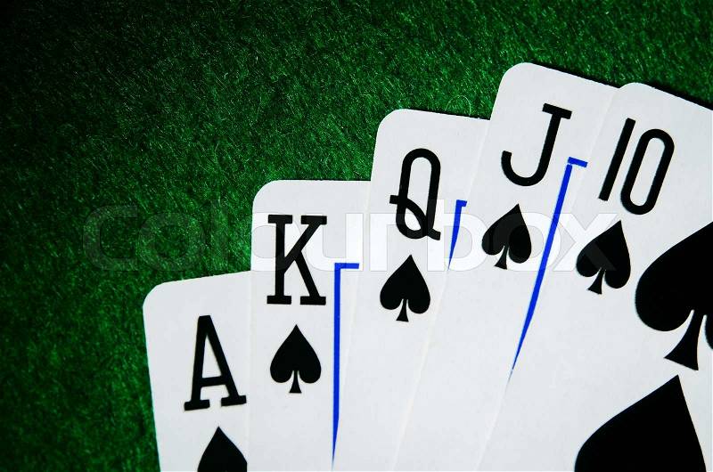 Royal flush of spades. poker game, stock photo