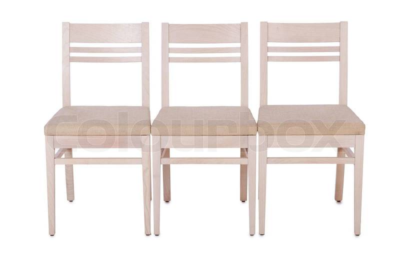 Row of chairs isolated on the white, stock photo