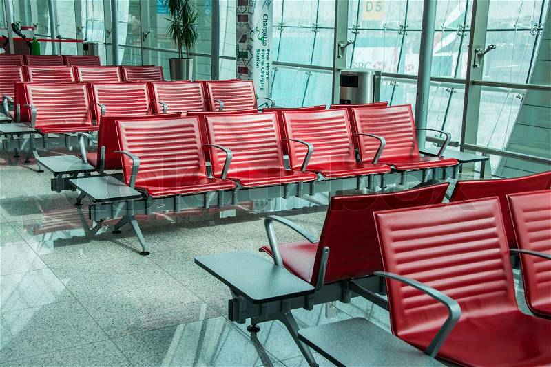 Chairs in the airport lounge area, stock photo