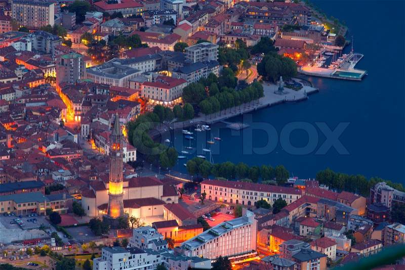 Night view of the city Lecoo. Italy, Europe, stock photo