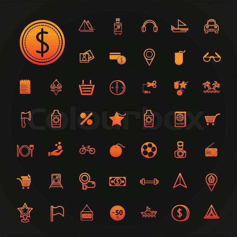 46 icons shopping and Travel set vector , vector
