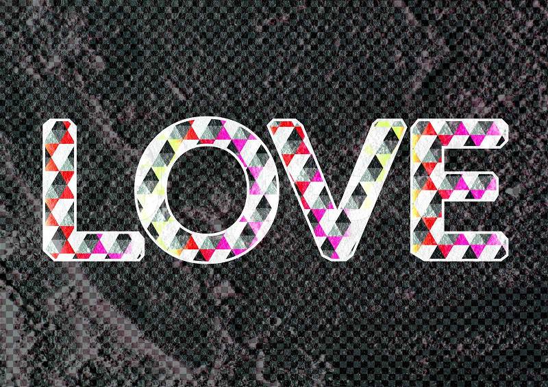 LOVE Font Type for Valentines day card on Cement wall Background texture, stock photo
