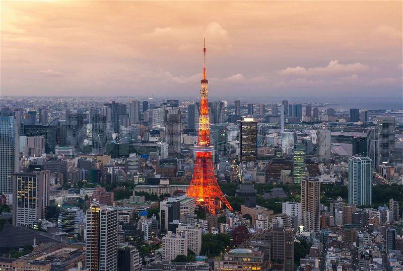 Tokyo tower at the Tokyo city in Japan, stock photo