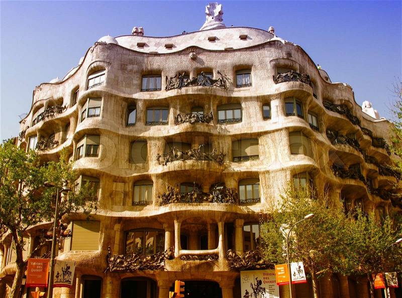 BARCELONA, SPAIN - MAY 24: Casa Batllo Facade. The famous building designed by Antoni Gaudi is one of the major touristic attractions in Barcelona. May 24, 2005 in Barcelona, Spain, stock photo