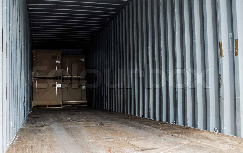 Wooden box export pallet shipping insider container, stock photo