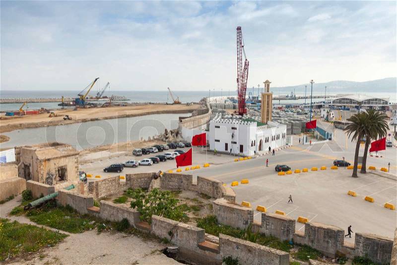 TANGIER, MOROCCO - MARCH 22, 2014: New passenger terminals under construction in Port of Tangier, Africa, stock photo