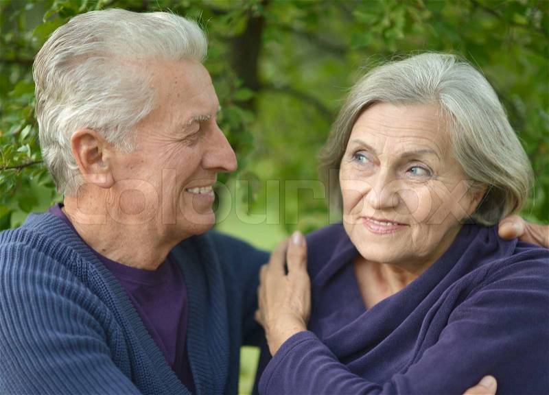 Close-up portrait of a sad elder couple, stock photo