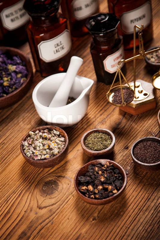The ancient natural medicine, herbs and medicines, stock photo