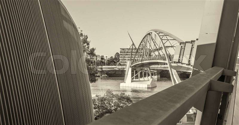 Brisbane, Australia. Beautiful city bridge on a winter day, stock photo