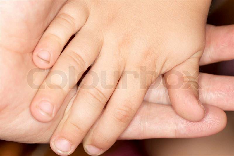 Hand of father and son, stock photo
