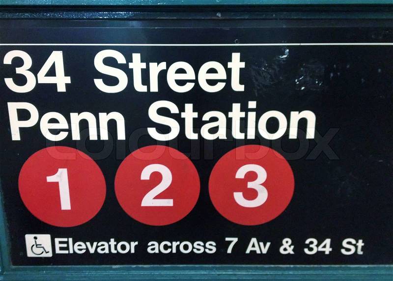 Penn Station subway sign , New York, stock photo